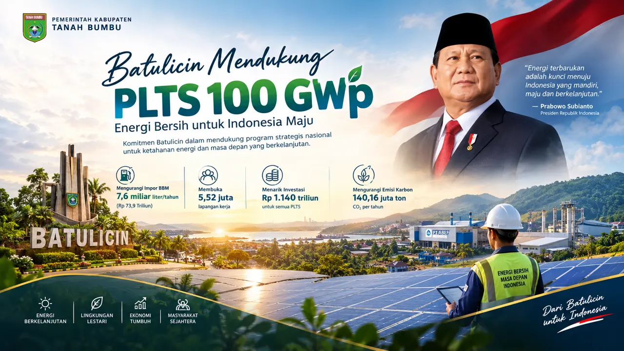 Batulicin salah satu kabupaten yang mendukung Program Bapak Presiden yaitu Program PLTS 100 GWp