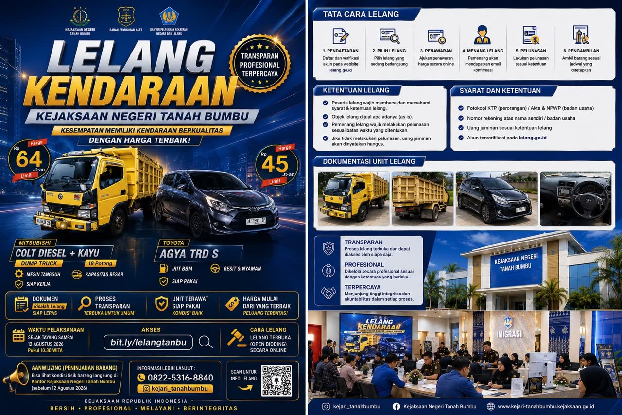 Lelang Kendaraan Kejaksaan Negeri Tanah Bumbu
